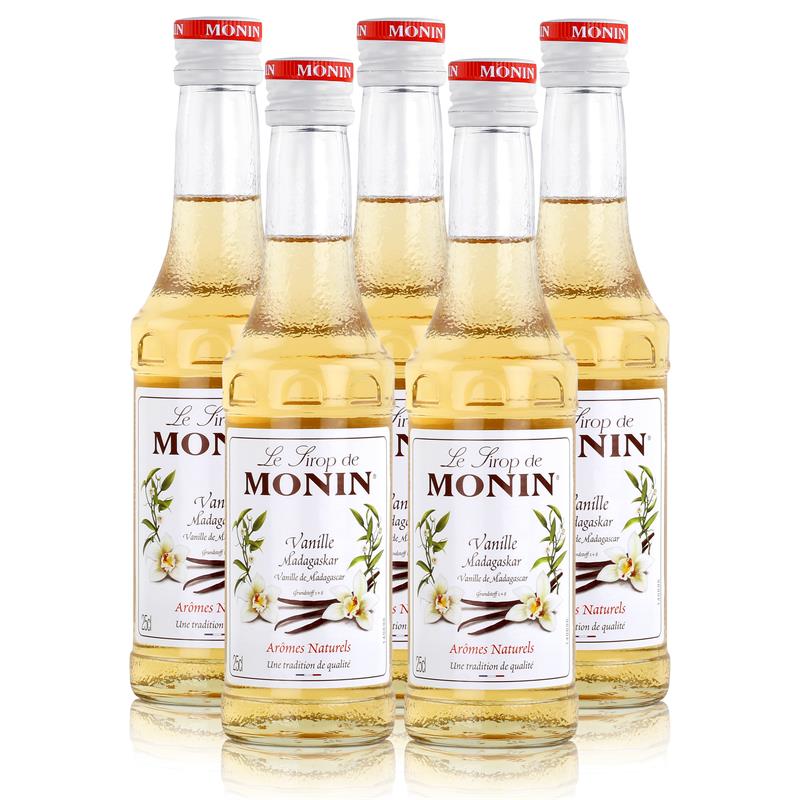 5x Monin Vanille / Vanilla Sirup, 250 ml Flasche