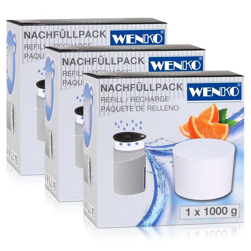 Wenko 50271100 Design Raumentfeuchter Drop Nachfüller Orange 1000g (3er Pack)