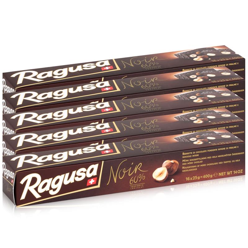 Ragusa Noir 60% dunkle Schokolade mit ganzen Haselnüssen 400g (5er Pack)