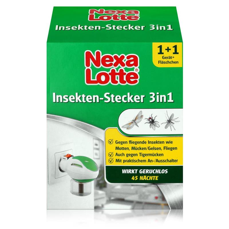 Gegen Mücken 2er Pack Nexa Lotte Insekten-Stecker 3in1 Fliegen und Motten 