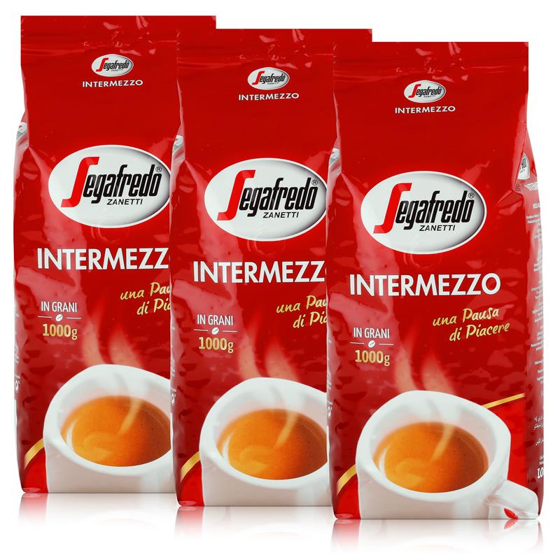 Segafredo Intermezzo Espresso Kaffee-Bohnen 1kg - Stark & Würzig (3er Pack)