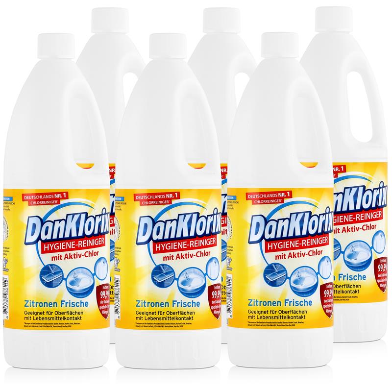 DanKlorix Hygiene-Reiniger Zitronen Frische 1,5L 6er