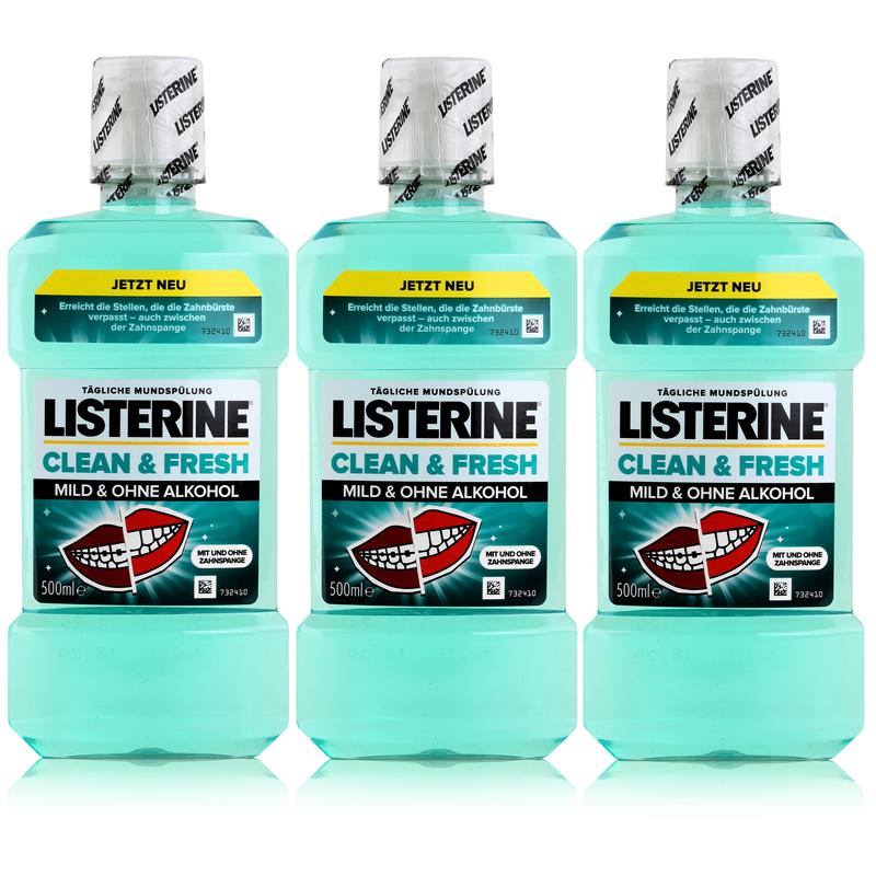 Listerine Clean & Fresh Mild & ohne Alkohol 500ml 3er