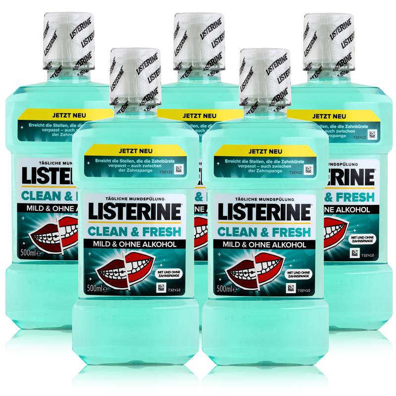 Listerine Clean & Fresh Mild & ohne Alkohol 500ml 5er