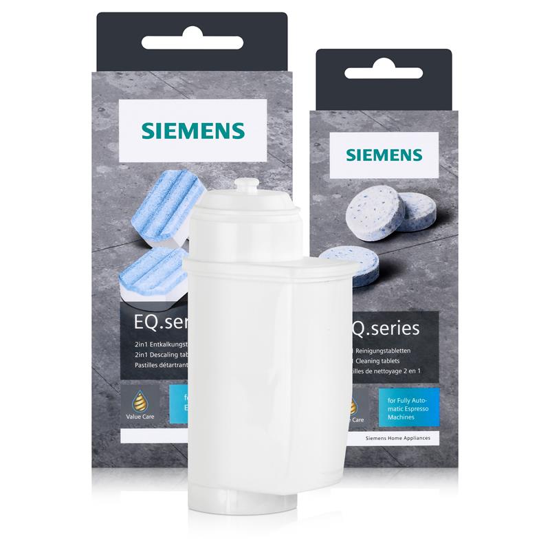 fokus Slibende Elemental Siemens EQ.series Pflegeset - Entkalker, Reinigungstabletten & Wasserfilter  Brita Intenza