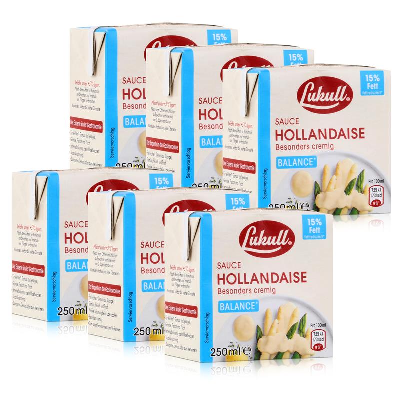 Lukull Sauce Hollandaise balance 250ml - Für Spargel, Gemüse & Fleisch (6er Pack)