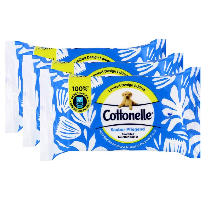 Cottonelle feuchtes Toilettenpapier Mizellenwasser & Baumwollduft 42 Tücher 3er